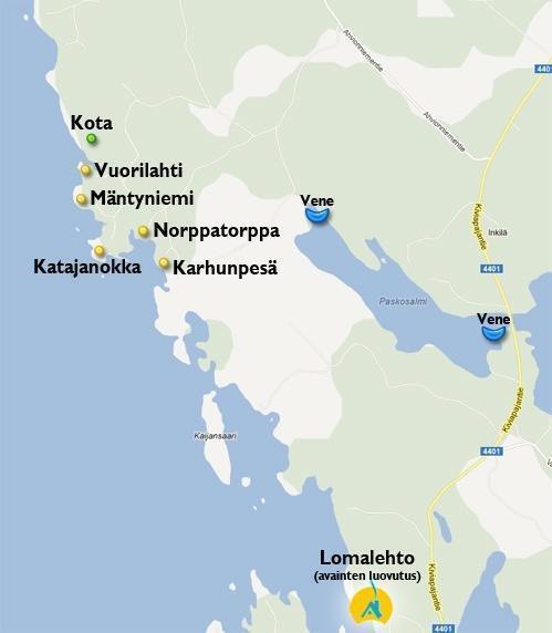 Mökkikartta Cottages map